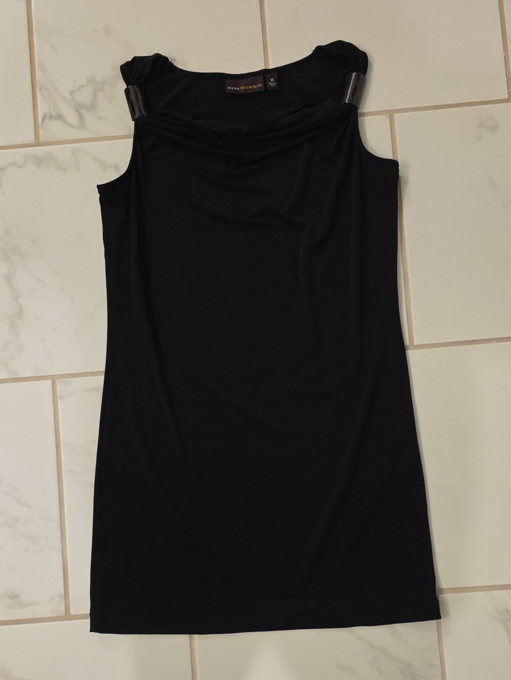 Dana Buchman Black Sleeveless Cowl-Neck Mini Dress